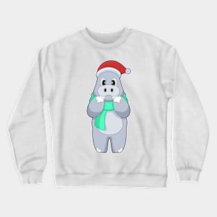 Hippo Christmas Scarf Crewneck Sweatshirt